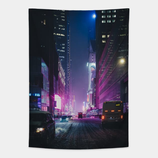 Neon New York Tapestry by opticpixil