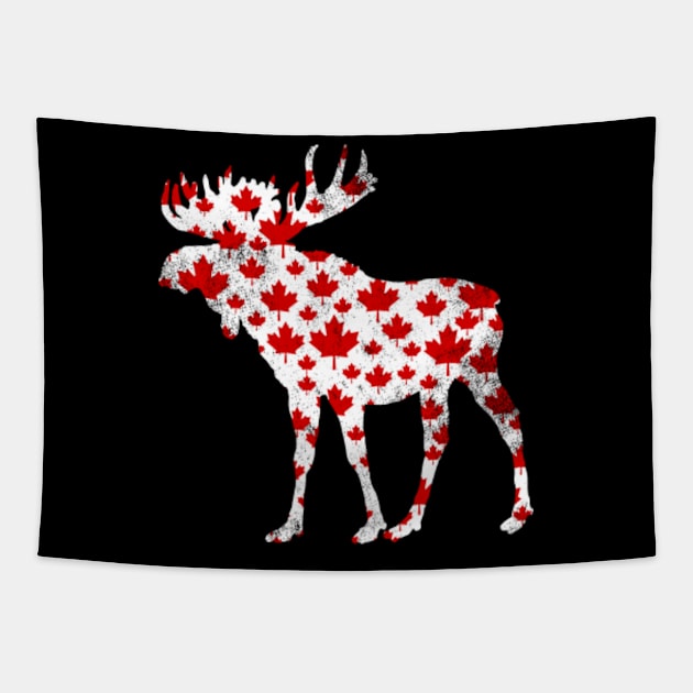 Canada Maple Leaf Moose Tapestry by Mila46