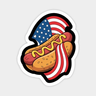 4th of July Hot Dog Magnet