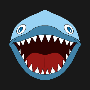 Cartoon Blue Shark Jaw with Sharp Teeth T-Shirt