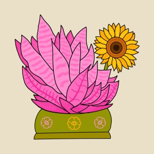 Pink leaves with sunflower - Indoor plant T-Shirt