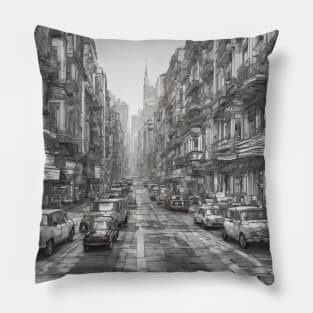cityscape art design penting Pillow