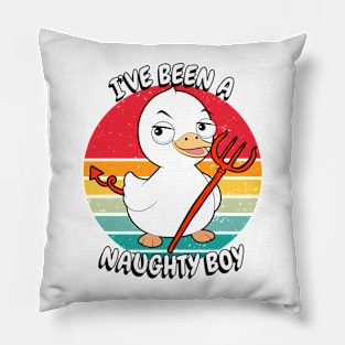 Cute white duck is a naughty boy Pillow