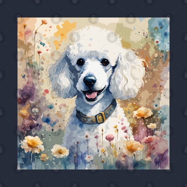 White Poodle Watercolor painting design by Danielleroyer