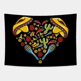 Cinco de Mayo Heart Love Mexico Latino Mexican Mexicano Tapestry