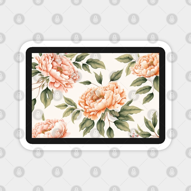 Floral Garden Botanical Print with Peonies Magnet by FloralFancy