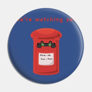 We’re watching you, cute cat hidden in British red postbox Pin