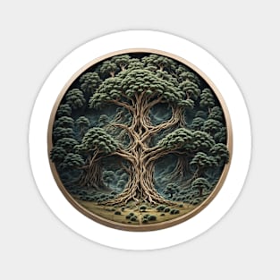 Isometric Vintage Geometric Since Established Retro Forest Wood Magnet