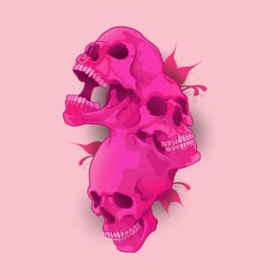 Morphed Skulls Pink T-Shirt