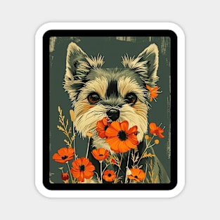 Yorkshire Terrier Flowers Photo Art Design For Dog Onwer Magnet