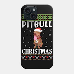 Pitbull Dog Dancing With Snow Merry Christmas Day Dad Mommy Phone Case