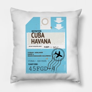 Cuba Havana plane travel ticket Pillow