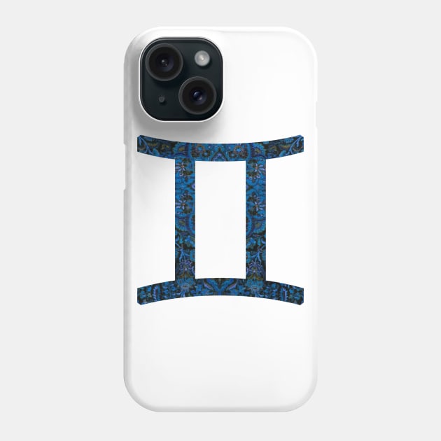 Blue Paisley Gemini Zodiac Sign Phone Case by aterkaderk