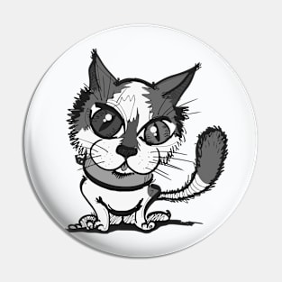 Super Cute Cat Ink Art Sketch Drawing Funny Cat For Cats Lovers Pin