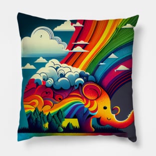 The Rainbow Elephant. Pillow