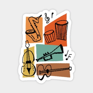 Mid Century inspired Musical Instruments Magnet