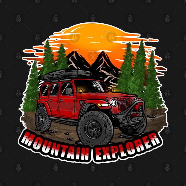 Mountain Explorer Red Jeep Wrangler Rubicon by 4x4 Sketch