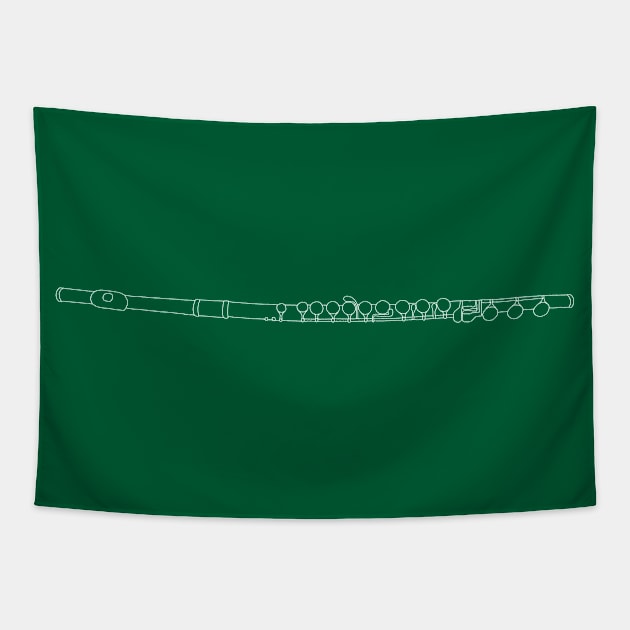 Horizontal Hand Drawn White Flute Tapestry by ViktoriousFlutes