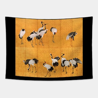 Cranes, Birds on Golden Yellow Screens, Maruyama Okyo 1770s Tapestry