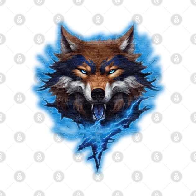 lightning wolf Head by JnS Merch Store