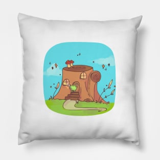 Fairy frog tree trunk home Pillow