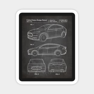 Tesla Model S Patent - Tesla Art - Black Chalkboard Magnet