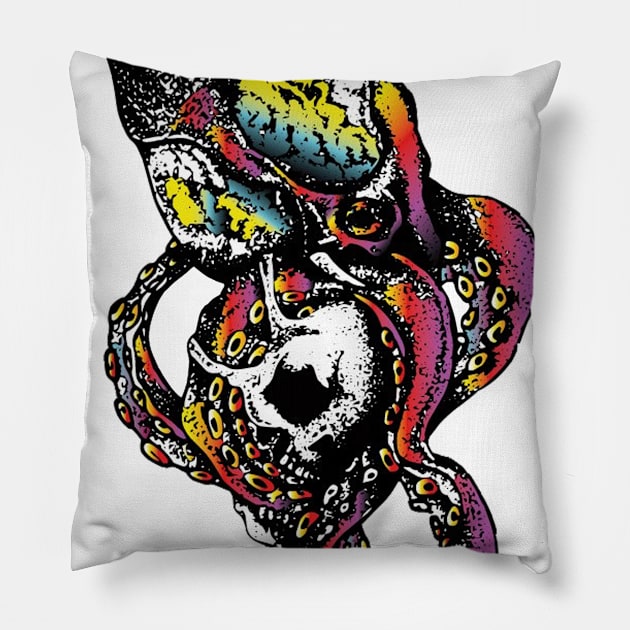 octopus with a skull Pillow by BSKR