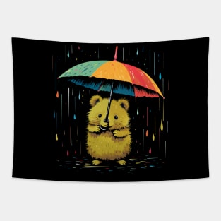 Quokka Rainy Day With Umbrella Tapestry