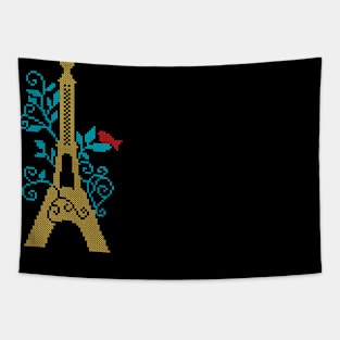 Eiffel Tower custom embroidery cross stitch like design Tapestry