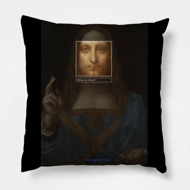 Salvator.Mundi_tag Pillow by Lab7115