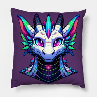 Cyberpunk Neon Furry Anthro Scalie Dragon Pillow