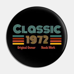 Retro birth year 1972 Pin