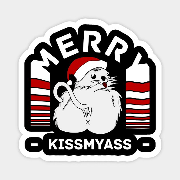 Merry kissmyass aw christmas Magnet by Rishirt