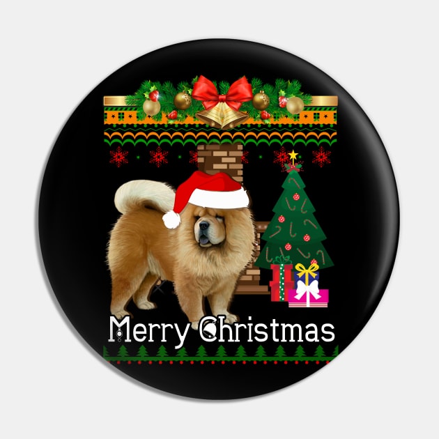 Ugly Christmas Sweater CHOW CHOWS Pin by LaurieAndrew