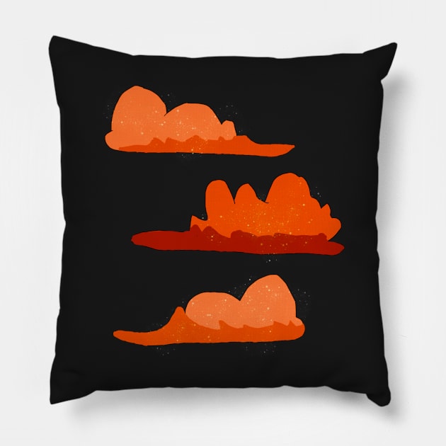 Orange Sparkly Fluffy Clouds Pillow by Usagicollection