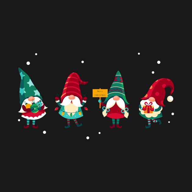 Hand drawn cute christmas gnomes by kameleon