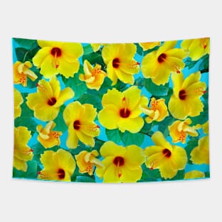 Blooms of the Yellow Hibiscus Tapestry