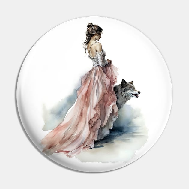 Woman with wolf Pin by Salogwyn