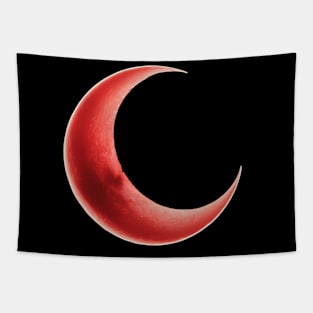 Glowing red crescent moon red moon Tapestry