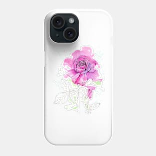 Modern Rose with Watercolor and Ink Phone Case