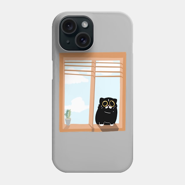 cat in the window Phone Case by POL-JI