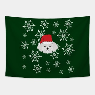 Christmas Dog with Snowflakes Tapestry