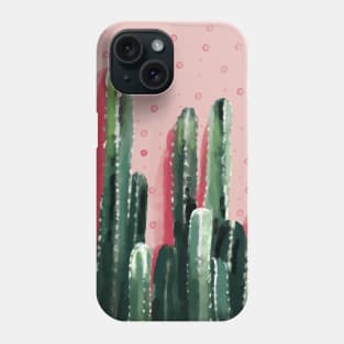 Pink and green cactus in watercolor Phone Case