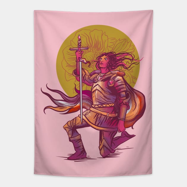 Women With Swords - Lesbian Knight Tapestry by Manfish Inc.