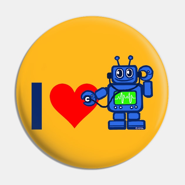 I heart robot Pin by NewSignCreation