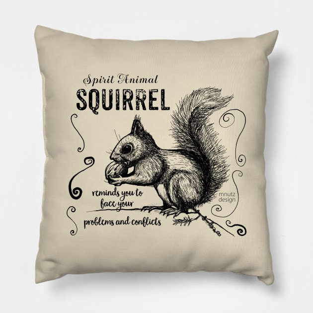 Spirit animal - squirrel black Pillow by mnutz