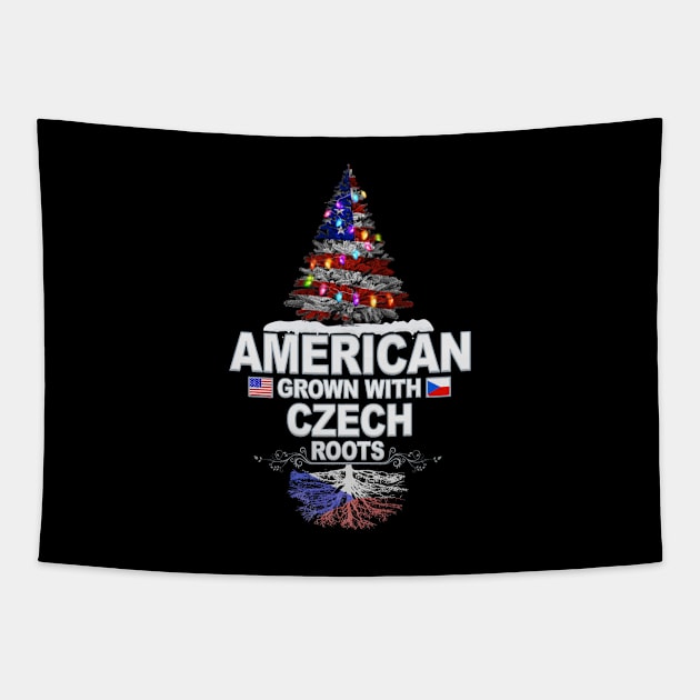 Christmas Tree  American Grown With Czech Roots - Gift for Czech From Czech Republic Tapestry by Country Flags