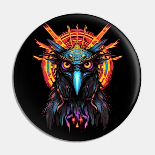 Psychedelic DMT Art Crow Portrait Pin