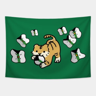 Tiger of (Demiromantic Flag) with Cute Flower of Demiromantic Pride Tapestry