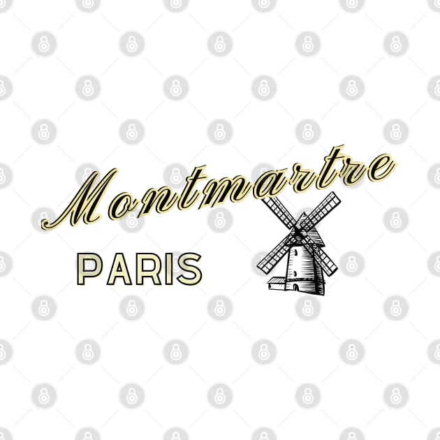 Montmartre Paris, dark text. by Papilio Art